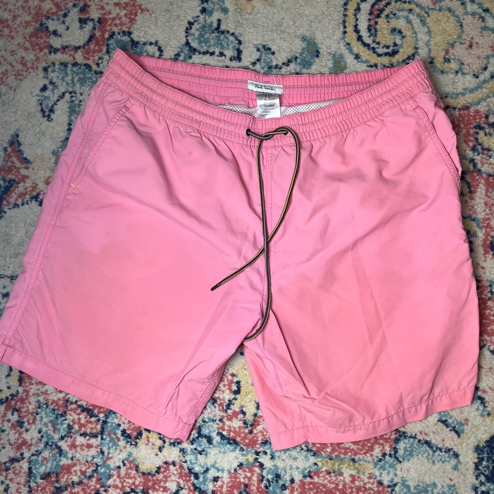 Paul Smith Swim Shorts Mens XL Pink Mesh Lined Drawstring Beach Trunks